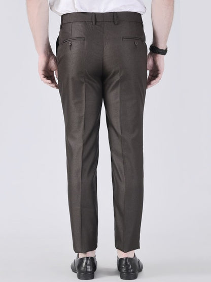 Men Coffee Brown & Black Set Of 2 Formal Trousers