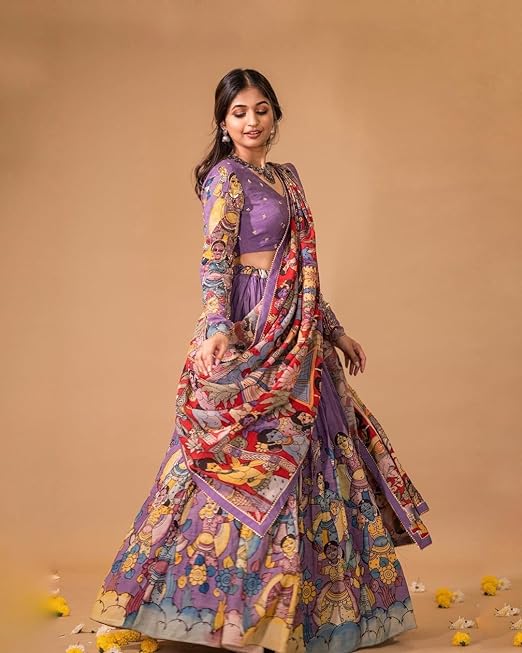 Women's Lehenga Choli Kalamkari With Degital Print Work Bollywood Style