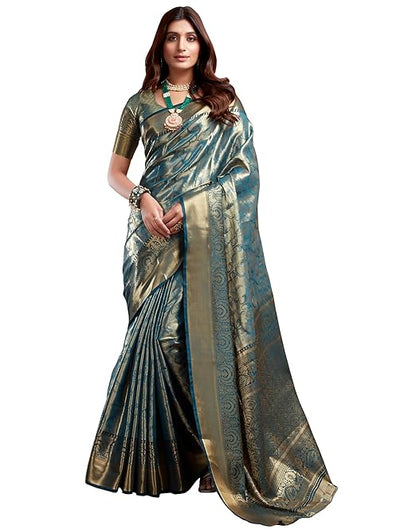 Women's Art Silk Banarasi Jacquard Saree With Unstitched Blouse Piece