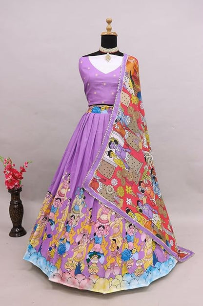 Women's Lehenga Choli Kalamkari With Degital Print Work Bollywood Style