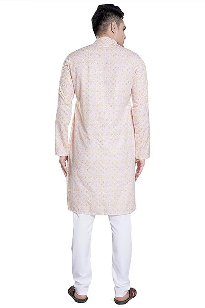 Men's Sequince Embroidered Printed Cotton Blend Only Slim Fit Kurta