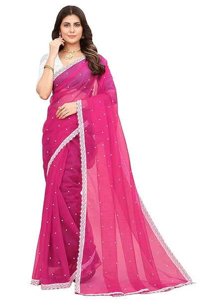 LOROFY Women's Self Design Net Saree