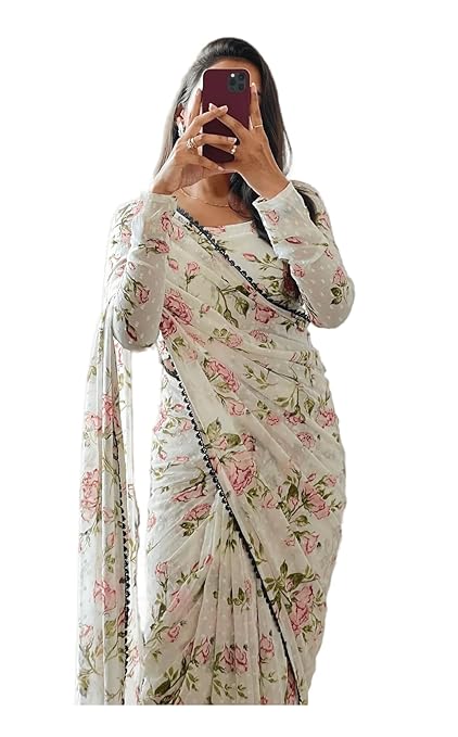 Women's Georgette Digital Printed Ready To Wear one Minute Saree