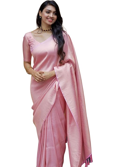 C J Enterprise Women's Pure Kanjivaram Banarasi Soft Silk Saree With Blouse Piece for Wedding