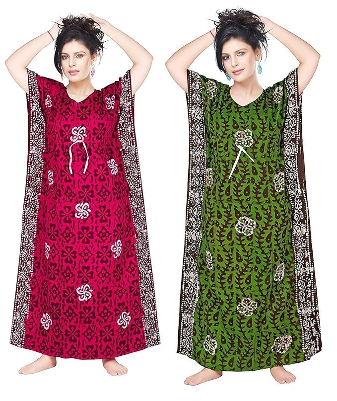 KBNBJ Nighty for Women Cotton Printed Maxi Gown Ankle Length Nighty Night Dress Gown for Women Maxi