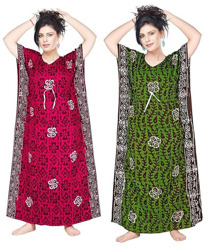 KBNBJ Nighty for Women Cotton Printed Maxi Gown Ankle Length Nighty Night Dress Gown for Women Maxi