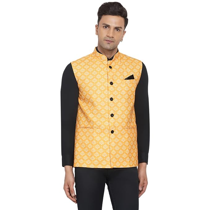 Veera Paridhaan Men's Cotton Printed Nehru Jacket