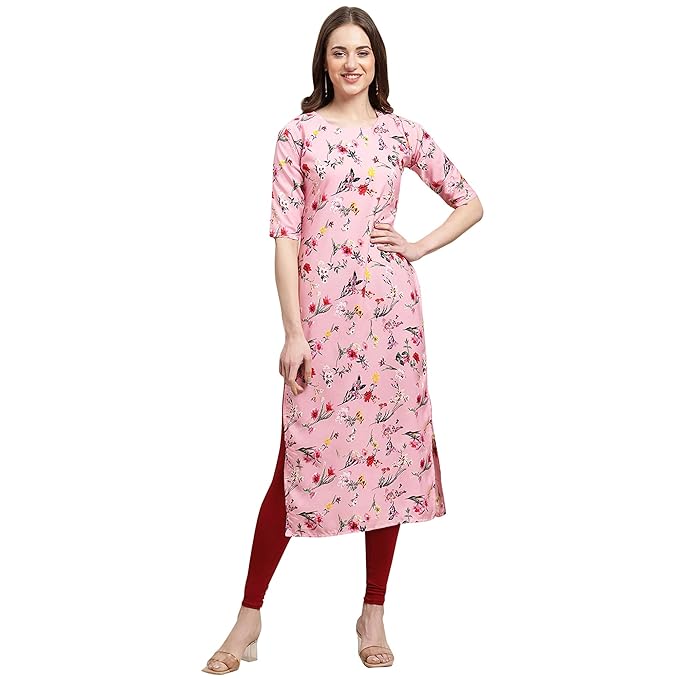 Pinkmint Women's Crepe Digital Print Straight Kurta