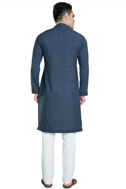 DIVISIVE Men's Sequince Embroidered Cotton Blend Only Slim Fit Kurta