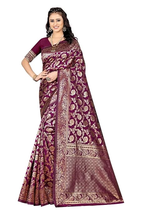 Women's Banarasi Saree Pure Kanjivaram Silk Saree Soft new ladies 2023 Design Wear Pattu Sarees Latest Cotton Party Sari collections With Blouse Piece for Wedding Saree