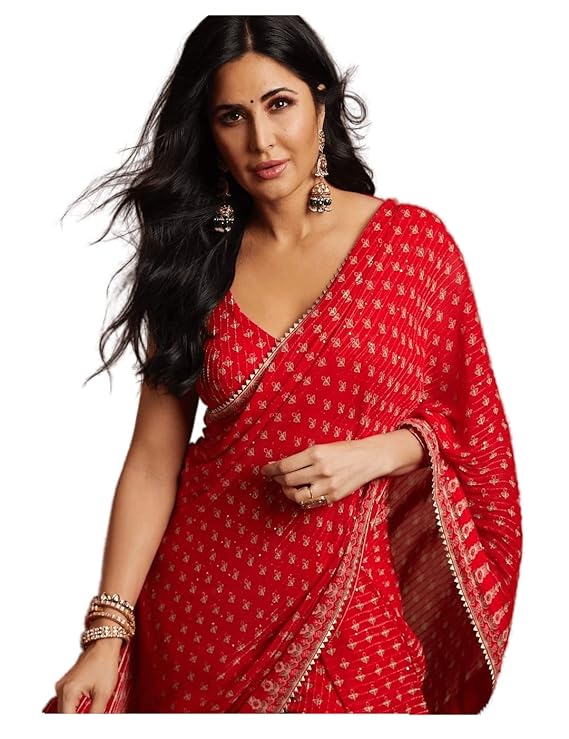 Nena Fashion Women's Georgette Saree With BLouse piece(Katrina KAif Style Saree)