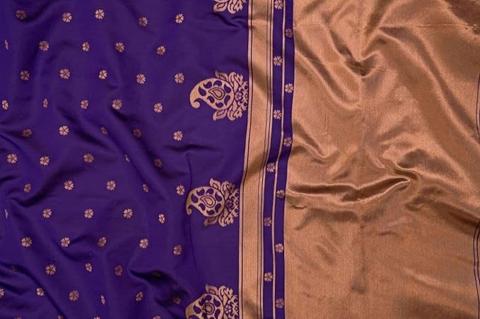 Zwab Women's Banarasi Silk Saree With Blouse Piece (ZW-KP-3087-DARK-BLUE_Black)