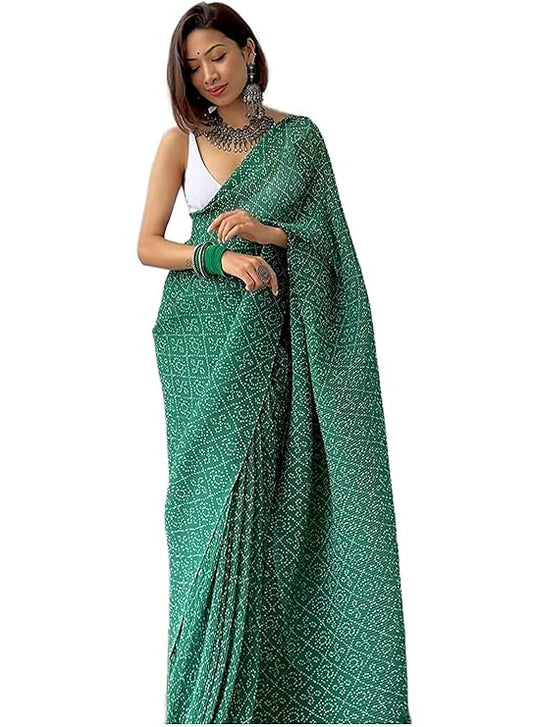 Women's Pure Georgette Saree With Blouse Piece