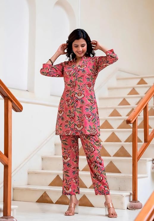 KALINI Floral Printed Anarkali Kurta with Trousers & Dupatta