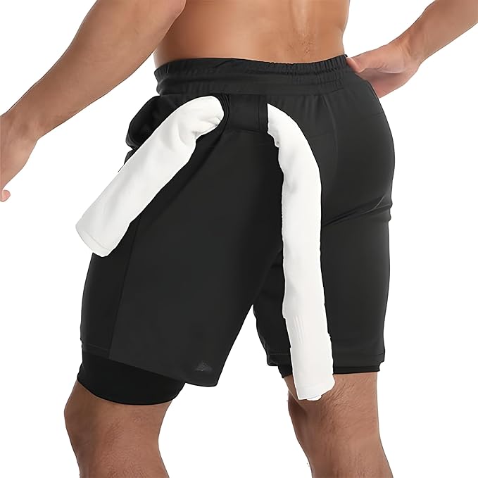 Men's Double Layer Short for Running, Gym & Sports