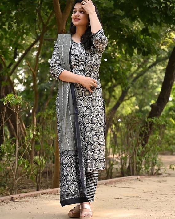 KLOSIA Women Printed Viscose Kurta Pant with Dupatta