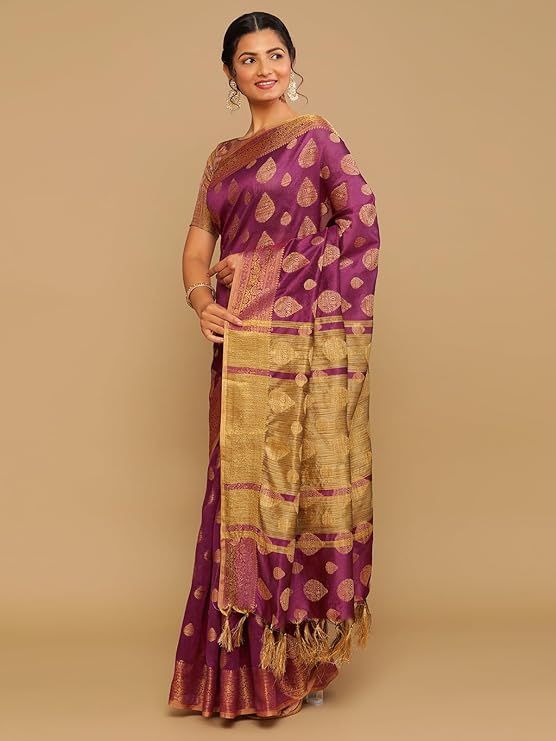 Women's Jacquard Cotton Silk Saree with Unstitched Blouse Piece