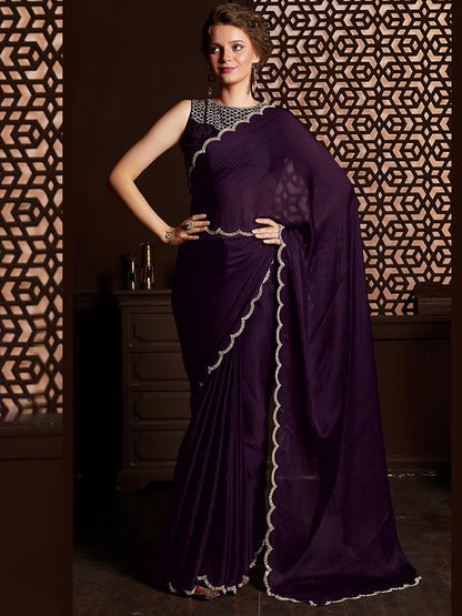 Women's Chiffon Embellished Saree