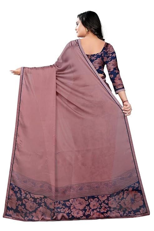 Jaanvi fashion Women's Georgette Crepe Printed Saree With Blouse Piece