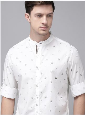 Printed Men White T shirt