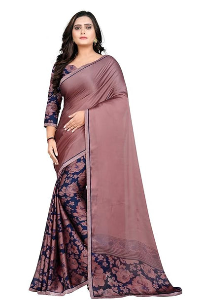 Jaanvi fashion Women's Georgette Crepe Printed Saree With Blouse Piece