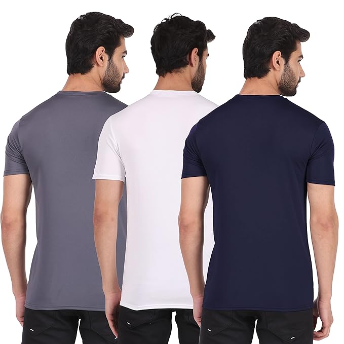 Men Solid Round Neck Regular Fit T-Shirt (Pack Of 3)