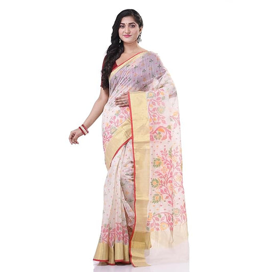 Women`s Tant Cotton Silk Handloom Cotton Blend Saree