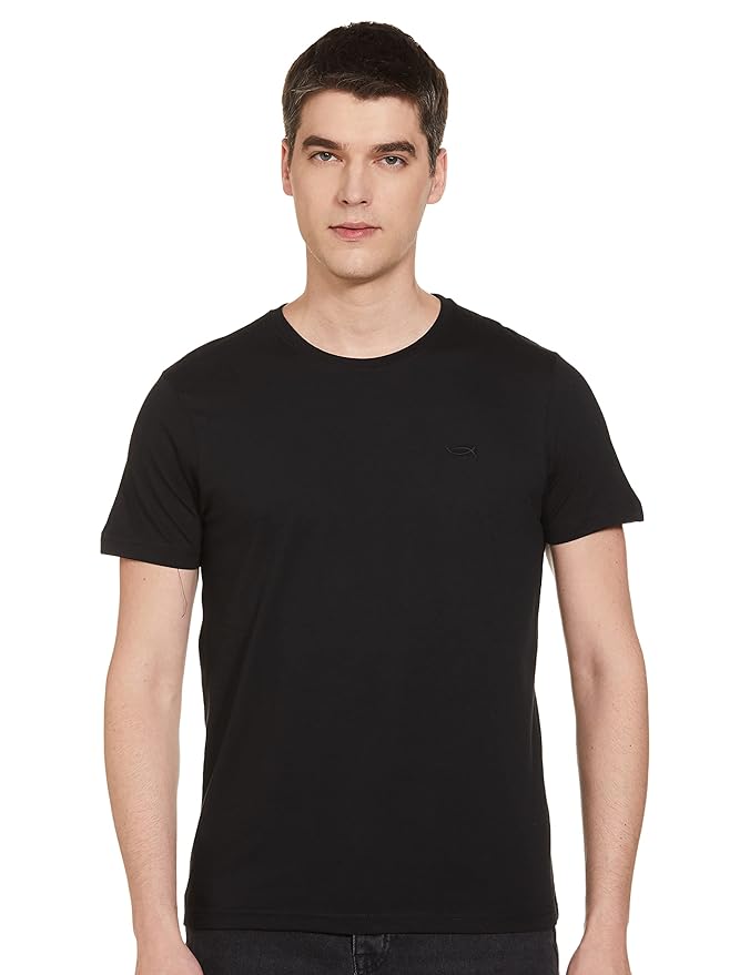 Men's Half Sleeves Regular Fit Crew Neck Solid Lounge T-Shirt