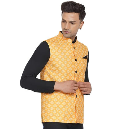 Veera Paridhaan Men's Cotton Printed Nehru Jacket