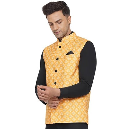 Veera Paridhaan Men's Cotton Printed Nehru Jacket