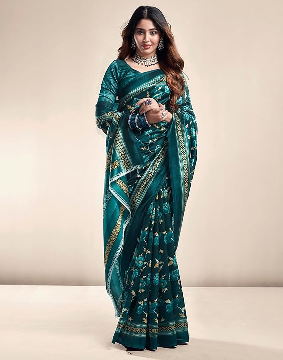 Women'S Poly Silk Saree With Blouse