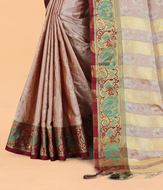 Avantika Fashion Women's Amazing Woven Pure Cotton Silk Art Silk Saree With Blouse Piece