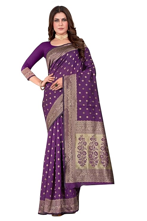 Women's Pure Kanjivaram Soft Silk Saree for Wedding With Blouse Piece