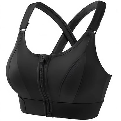 Padded Front Zip High Support Racerback Sports Bra for Women