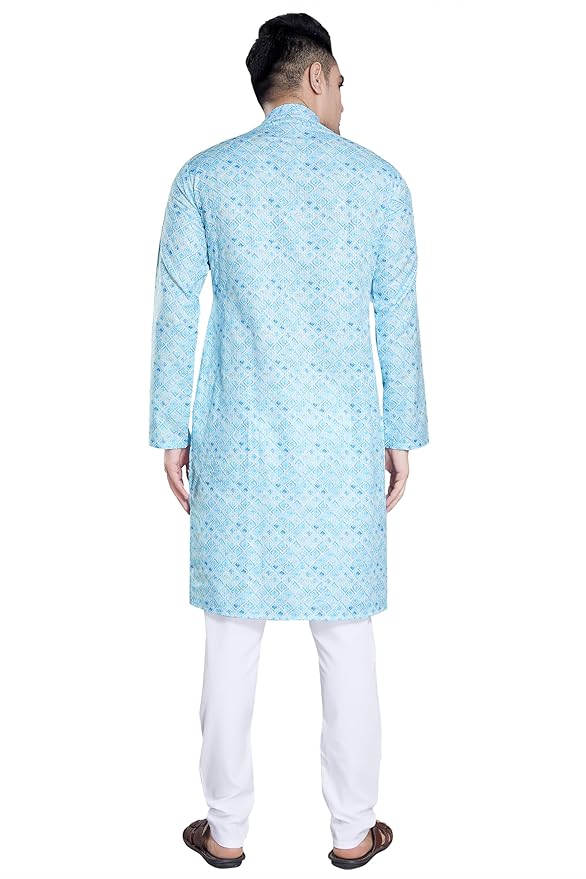 Men's Sequince Embroidered Printed Cotton Blend Only Slim Fit Kurta