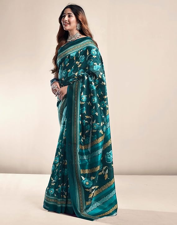 Women'S Poly Silk Saree With Blouse