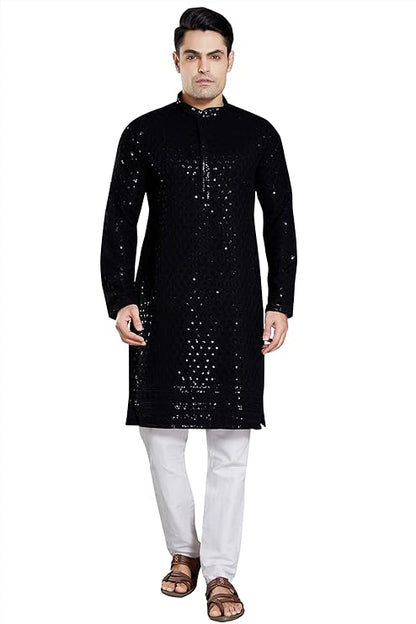 DIVISIVE Men's Sequince Embroidered Cotton Blend Only Kurta