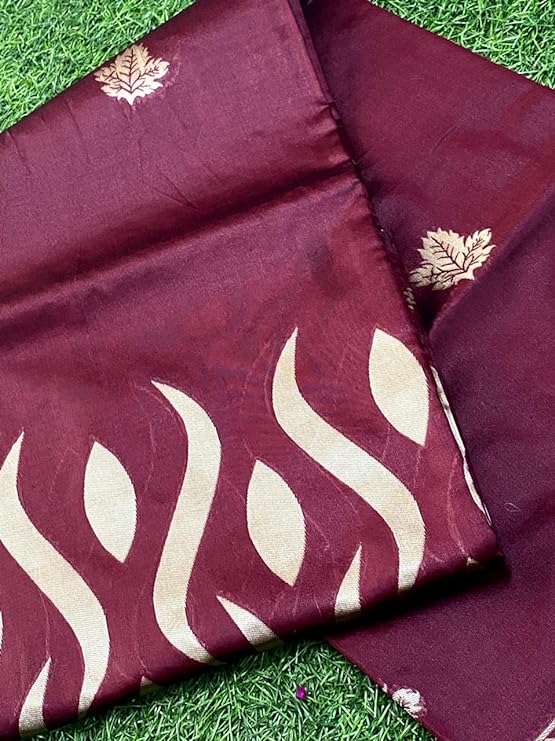 Flosive Women's Present Banarasi Soft Lichi Silk Saree Beautiful Jacquard Rich Pallu Design Work Zari Woven Kanjivaram Silk Style Saree Jalar With Soft Lichi Silk Blouse Piece