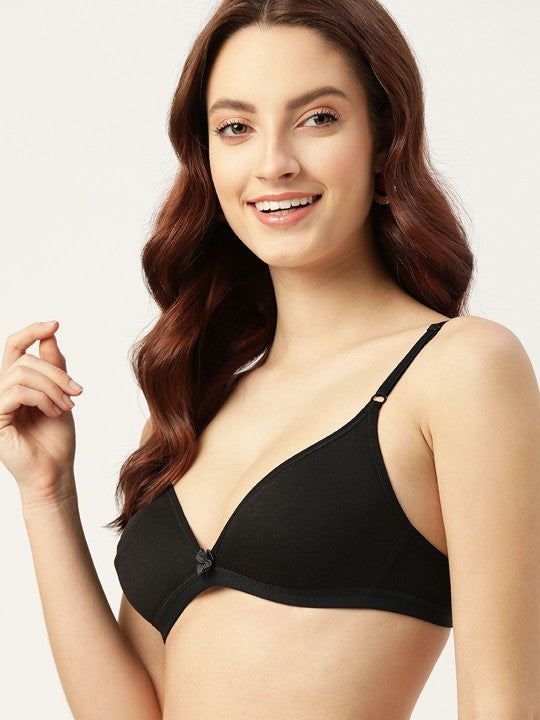 Black Solid T-shirt Bra