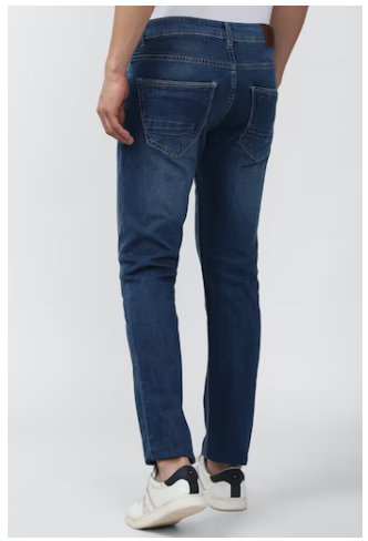 MEN NAVY MID WASH CLASSIC TAPERED JEANS