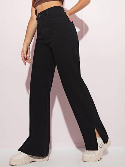 Women Jean Straight Fit High-Rise Stretchable Slit Jeans