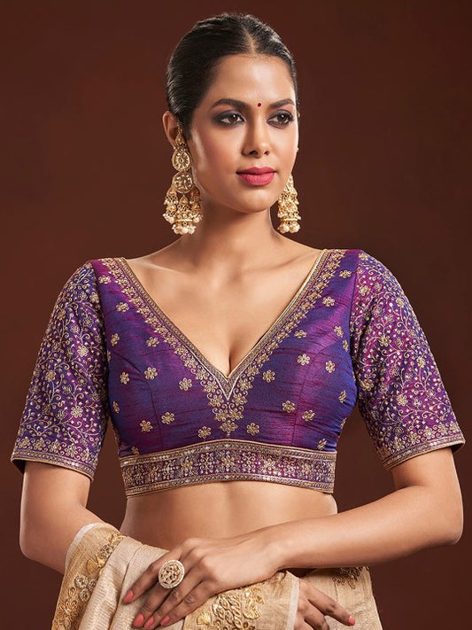 Designer Party Wear Purple Blouse