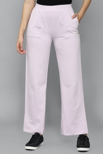 Women Purple Regular Fit Solid Casual Trousers