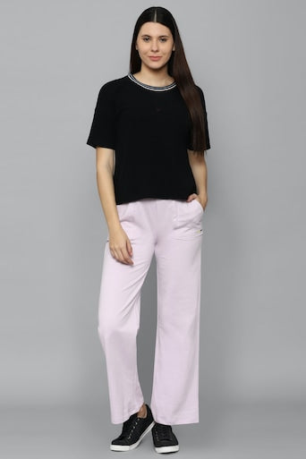 Women Purple Regular Fit Solid Casual Trousers