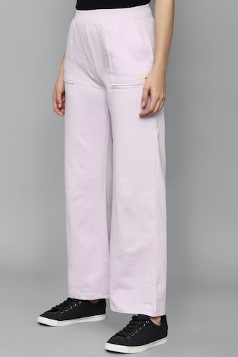 Women Purple Regular Fit Solid Casual Trousers