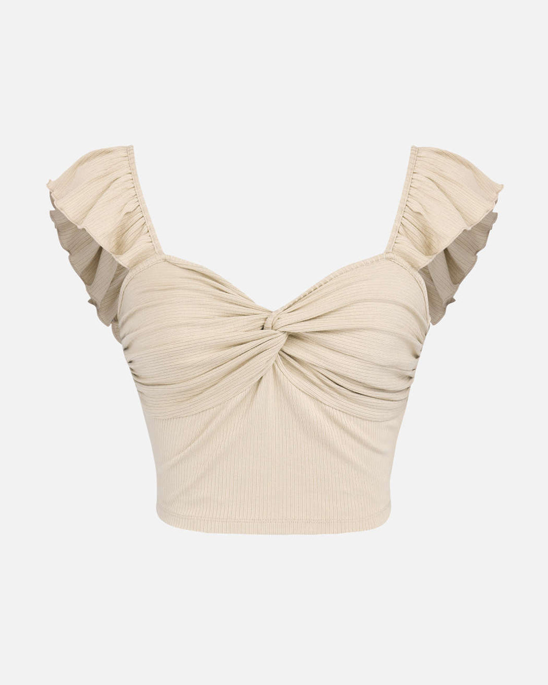 Cropped Vest Ruffle Top In Apricot