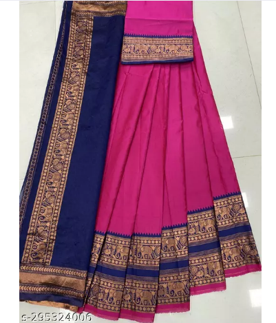 South Indian Silk Pink and Black Half Half Saree