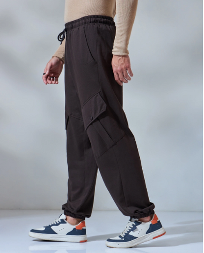 Men's Brown Super Loose Fit Cargo Joggers