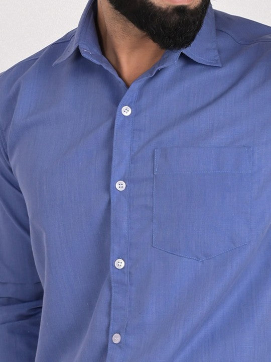 Spread Collar Slim Fit Opaque Cotton Formal Shirt