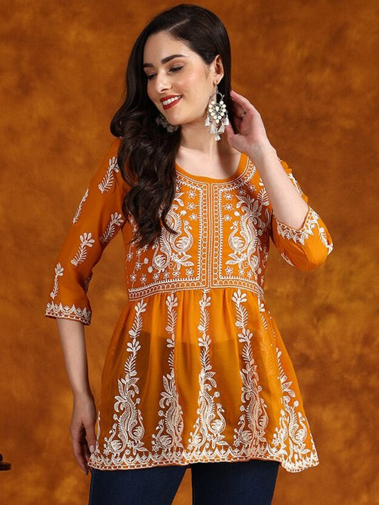 Chikankari Embroidery Kurti for Womens and Girls M